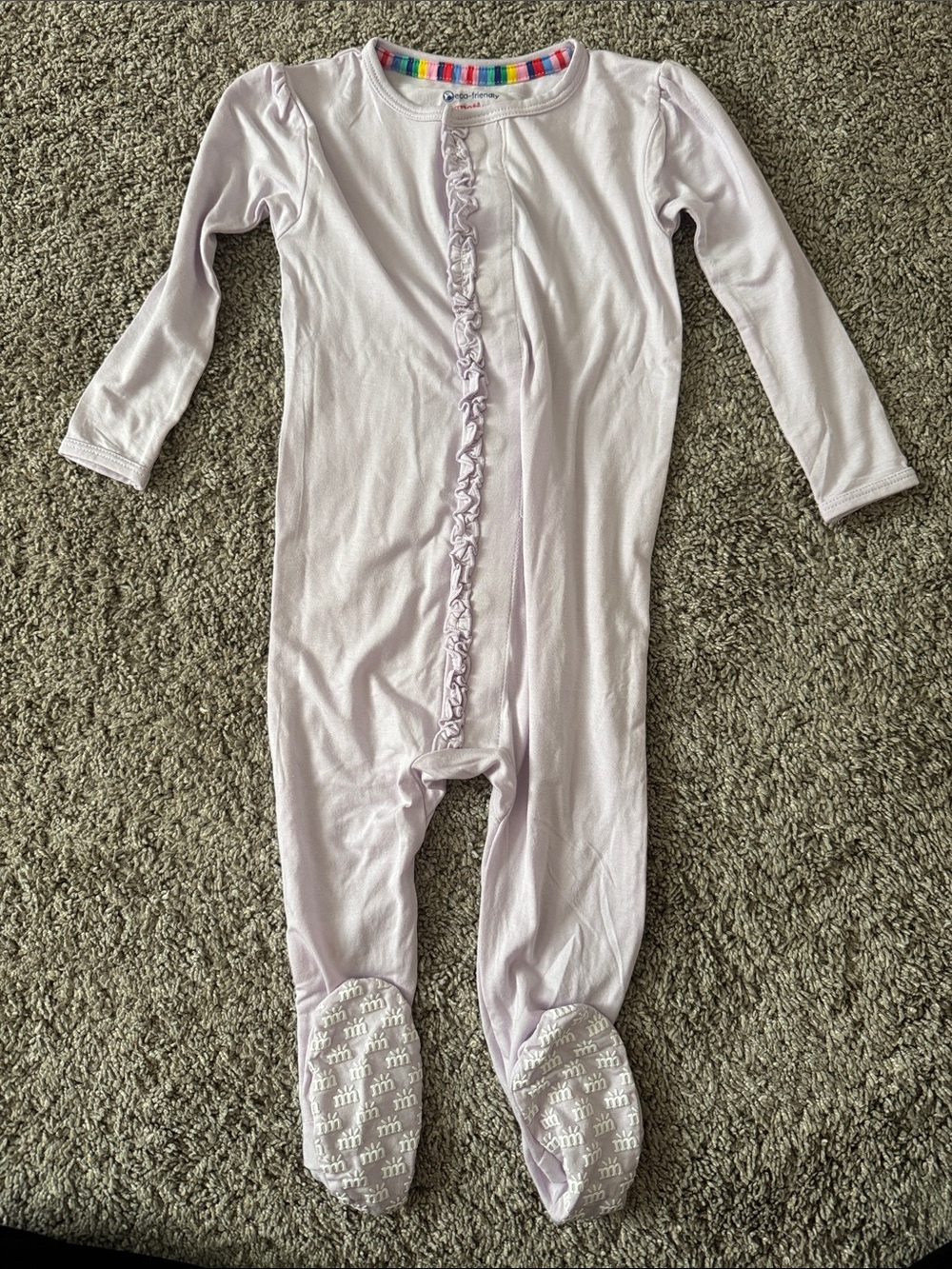 Magnetic Me Lilac Lavender Purple Ruffle Onesie Pajama 9-12 Months Baby Girl